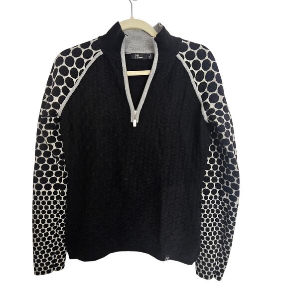 Neve Womens Merino Wool Pullover Sweater Size S Geometric 1/4 Zip Ski Cabincore - Picture 1 of 8